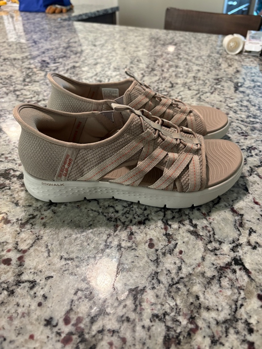 Skechers Women's Go Walk slip in Sandal / shoe in Light Taupe size 8. EUC.
